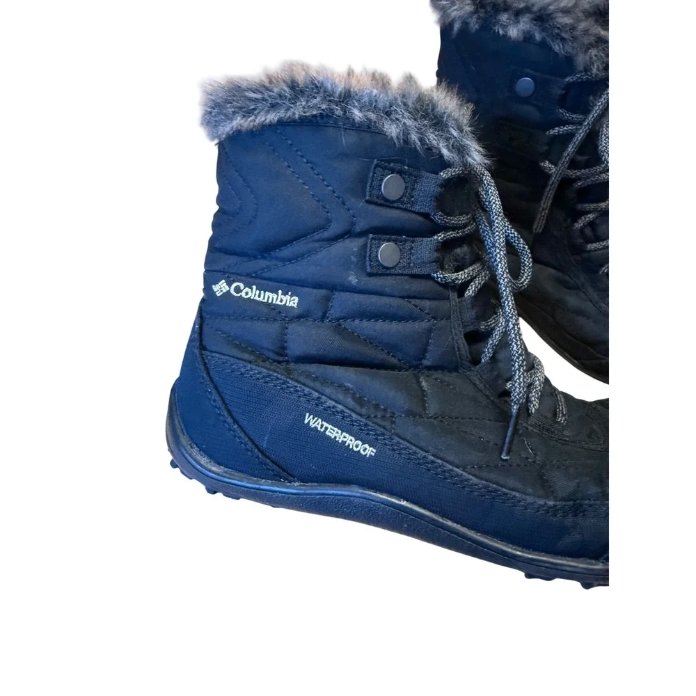 Columbia Women Minx Shorty Ill Snow Boot Black Waterproof Quilted Fur Lining 8.5